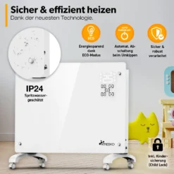 TRESKO® Elektroheizung Weiß 2000W Inkl. WiFi & APP Glaskonvektor Konvektor Wand Heizung Glas Heizkörper Bad -De'Longhi || Rowenta Verkaufsgeschäft b31fc6eb71db06ea75ff1fc49affa7b2