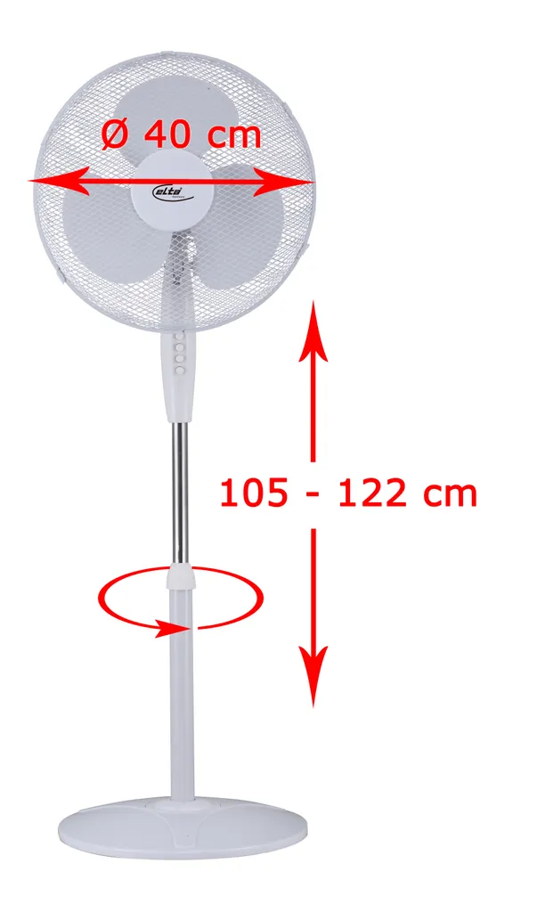 Elta Standventilator 45W Weiß Ventilator Oszillation 122cm Lüfter Luftkühler 7 Elta Standventilator 45W Weiß Ventilator Oszillation 122cm Lüfter Luftkühler – Bild 5
