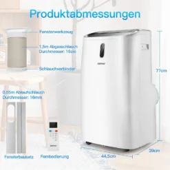 COSTWAY Heizlüfter 3,3kW 5in1 Klimaanlage 16000BTU/4,7kW, Für 117m³, Klimagerät Mobil 56dB Entfeuchter, Inkl. Schlafmodus, 24H Timer, Fernbedienung & App, Abluftschlauch, 16-32℃ -De'Longhi || Rowenta Verkaufsgeschäft b9743126260326313f2490446dc4aa54