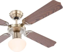 Globo Lighting VENTILATOR Metall Altmessing, Blade Turnable, Zugschalter Kette, Max. Motorleistung 50W, Optimale Raumnutzung 15m², Abkühlung, Aufheizen, Geschwindigkeitsstufen 115/185/235 RPM, ø: 1066mm, H: 415mm, Exkl. 1x E27 60W 230V -De'Longhi || Rowenta Verkaufsgeschäft ba50691699c4d27aa433e26a329094b4