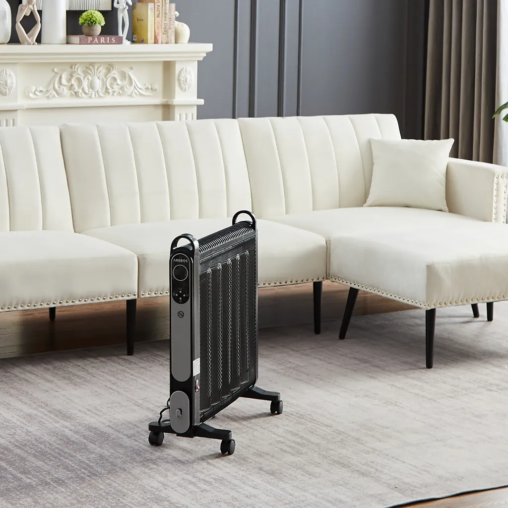 AREBOS Mica Konvektor 2000 W | Wärmewellenheizer | Elektroheizung | Konvektor-Heizung | Mobile Elektroheizung Energiesparend | Leise Heizung | Mobiler Elektro Heizlüfter Mit 2 Heizstufen | Schwarz 4 AREBOS Mica Konvektor 2000 W | Wärmewellenheizer | Elektroheizung | Konvektor-Heizung | Mobile Elektroheizung Energiesparend | Leise Heizung | Mobiler Elektro Heizlüfter Mit 2 Heizstufen | Schwarz – Bild 2