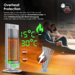KESSER® Heizlüfter Mit Fernbedienung Energiesparend Leise 2000W Keramik Heizstrahler Standheizstrahler 15-30°C - Schnellheizer Mit 80° Oszillationsfunktion 24h Timer Heizung Turmheizstrahler, Farbe:Grau -De'Longhi || Rowenta Verkaufsgeschäft bfa068a5f337621f1f420efc78139016