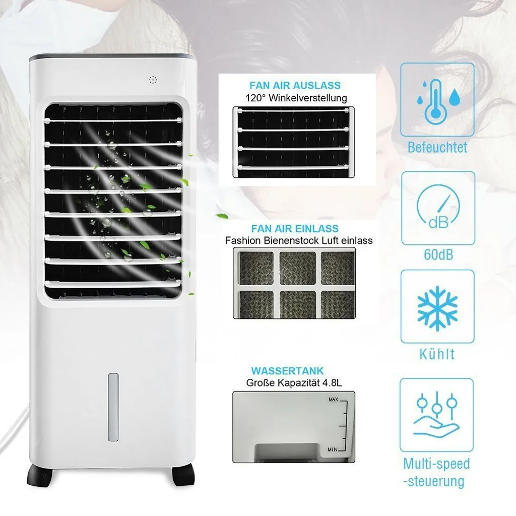 4in1 Mobile Klimagerät Luftkühler Standventilator Luftbefeuchter Luftreiniger Standventilator 6 4in1 Mobile Klimagerät Luftkühler Standventilator Luftbefeuchter Luftreiniger Standventilator – Bild 4