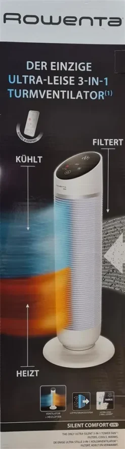 Rowenta HQ8120F0 Silent Comfort 3in1 Turmventilator Mit Smart-Technologie, Staubfilter, Ventilator & Heizung, 24h Startverzögerung, 10 Geschwindigkeitsstufen -De'Longhi || Rowenta Verkaufsgeschäft c03020246a7e992e3069216fc577eb1f