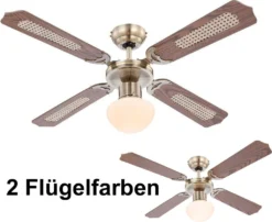 Globo Lighting VENTILATOR Metall Altmessing, Blade Turnable, Zugschalter Kette, Max. Motorleistung 50W, Optimale Raumnutzung 15m², Abkühlung, Aufheizen, Geschwindigkeitsstufen 115/185/235 RPM, ø: 1066mm, H: 415mm, Exkl. 1x E27 60W 230V -De'Longhi || Rowenta Verkaufsgeschäft c24e4e980bf44492015bc3daf82a1156