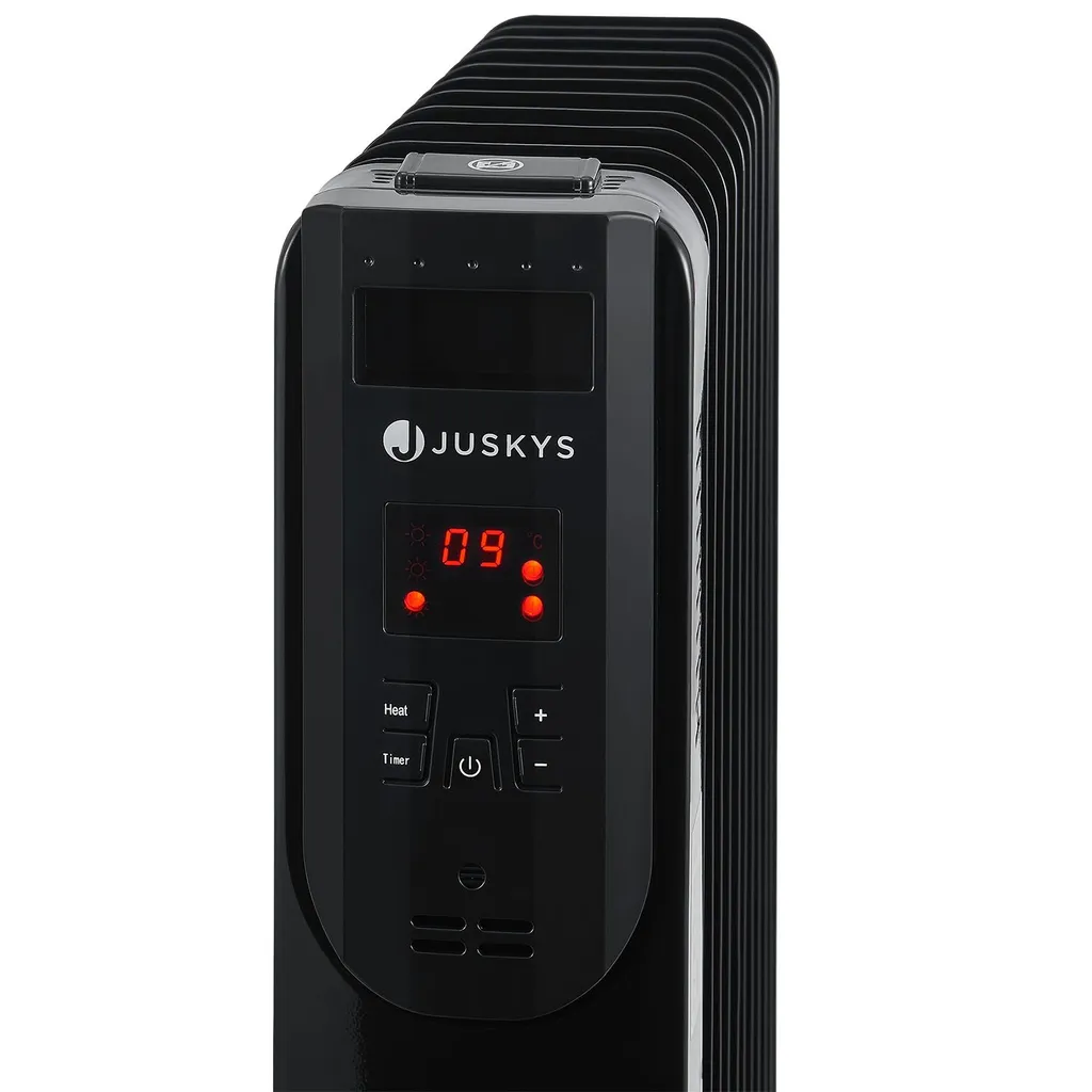 Juskys Elektroheizung Ölradiator 2500 Watt - Heizung Elektrisch Mit 3 Stufen, Thermostat, 12 H-Timer & Überhitzungsschutz - Radiator Schwarz 11 Juskys Elektroheizung Ölradiator 2500 Watt - Heizung Elektrisch Mit 3 Stufen, Thermostat, 12 H-Timer & Überhitzungsschutz - Radiator Schwarz – Bild 9