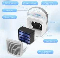 Aigostar Mini Luftkühler Mit Wassertank, Nebel Top Fill Luftbefeuchter 300 Ml Mit 3 Windstufen & 7 Nachtlicht Und Duft-Diffusor, Für Schlafzimmer, Baby, Büro,imFreien -De'Longhi || Rowenta Verkaufsgeschäft c48024473ba9f024ea51874f51fa5c65