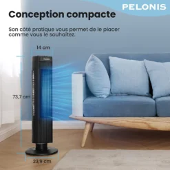 Pelonis Turmventilator, Ventilator Mit 3 Geschwindigkeiten, Ventilator Leise Standventilator Mit 2H Timer & 60° Oszillation, 2-in-1 Lüfter Säulenventilator Nur 52dbA -De'Longhi || Rowenta Verkaufsgeschäft c4b180d8c98fe71981d18b3057daa872