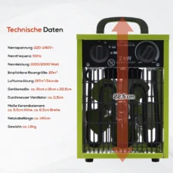 Tronitechnik TT-EIH-152 Heizgerät Heizlüfter Heizung 2.000 Watt, Tragegriff, Stahl, Stufenlose Thermosteuerung -De'Longhi || Rowenta Verkaufsgeschäft c5799b0ac55d7c21701886e499258488
