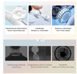 2000mAh Tragbarer Lüfter Nackenbügel Klingenloser Hängender Halsventilator Lazy Neck Hanging Cooler 3-Speeds 360 Grad Verdrehung USB Wiederaufladbar,Weiß 10 2000mAh Tragbarer Lüfter Nackenbügel Klingenloser Hängender Halsventilator Lazy Neck Hanging Cooler 3-Speeds 360 Grad Verdrehung USB Wiederaufladbar,Weiß -De'Longhi || Rowenta Verkaufsgeschäft c75b6f09f71b5dc1e27278d03e4618ae