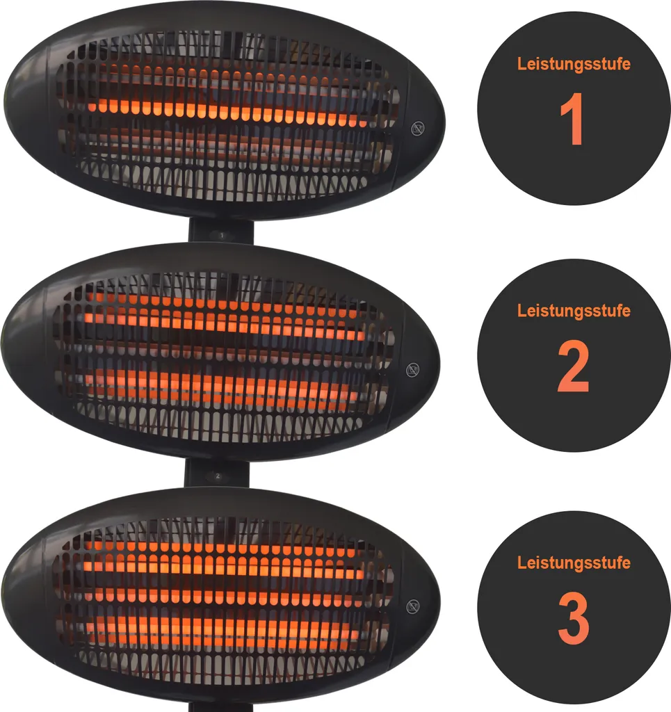 TroniTechnik Quartz-Heizstrahler Mit 3 Stufen, Verstellbarer Teleskopstange Und Kopf 5 TroniTechnik Quartz-Heizstrahler Mit 3 Stufen, Verstellbarer Teleskopstange Und Kopf – Bild 3