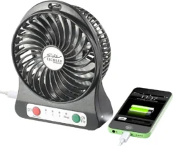 3in1 Akku Tisch-Ventilator Mit Powerbank-Funktion + Leuchte / Lampe 1.800 MAh Auto Camping