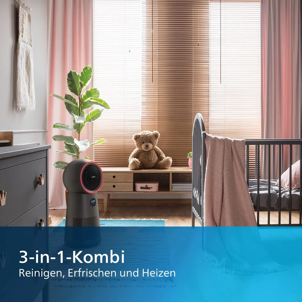 Philips Luftreiniger 3 In 1 AMF220/15 Lüfter 7,5-15-25; Heizung 1250-1500-2200 W, Geeignet Für Räume Bis 42 M², Schwarz 12 Philips Luftreiniger 3 In 1 AMF220/15 Lüfter 7,5-15-25; Heizung 1250-1500-2200 W, Geeignet Für Räume Bis 42 M², Schwarz – Bild 10