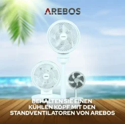 AREBOS USB-Tischventilator Mit Timer, Wiederaufladbarer 2500 MAh – Akku, 45° Neigbar, Ventilator Mit 3 Geschwindigkeitsstufen, Inkl. USB-Kabel -De'Longhi || Rowenta Verkaufsgeschäft cdfe4c29ba5e15e2c816f2e8efd64ff2