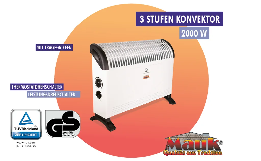 Mauk Mobile Elektroheizung Mit 3 Heizstufen, 2000 Watt 3 Mauk Mobile Elektroheizung Mit 3 Heizstufen, 2000 Watt