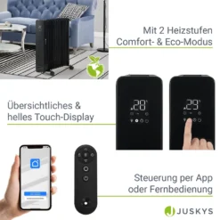 Juskys Elektroheizung Ölradiator 2500W - Wi-Fi Steuerung, Fernbedienung & Touch-Display - Energiesparender Radiator, 2 Heizstufen, 24h Timer - Schwarz 20 Juskys Elektroheizung Ölradiator 2500W - Wi-Fi Steuerung, Fernbedienung & Touch-Display - Energiesparender Radiator, 2 Heizstufen, 24h Timer - Schwarz -De'Longhi || Rowenta Verkaufsgeschäft cfe6369b5db0323259b73ee6a61f27ed