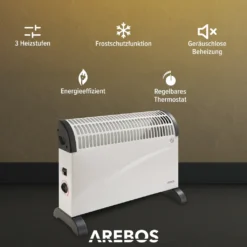 AREBOS Elektroheizer, Konvektor, 2000 Watt, Thermostat, Frostwächter-Funktion , Mit Standfüßen Oder Zur Wandmontage, Elektrische Konvektorheizung(Standard) -De'Longhi || Rowenta Verkaufsgeschäft d03f835d7e9e19540e8133f245d23e98