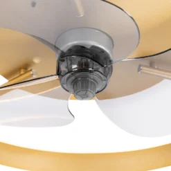 QAZQA - Modern Deckenventilator Mit Beleuchtung Messing Inkl. LED Mit Fernbedienung - Maddy Dimmer I Dimmbar I Wohnzimmer I Schlafzimmer - Stahl Rund - I (nicht Austauschbare) LED -De'Longhi || Rowenta Verkaufsgeschäft d05f1f6ef563894714650db4d29af0db