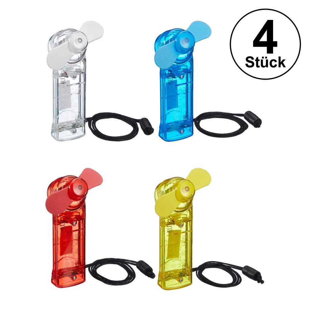 4x Batteriebetriebener Handventilator, Mini Fan, 4 Farben Sort., Lüfter, Tragbar 3 4x Batteriebetriebener Handventilator, Mini Fan, 4 Farben Sort., Lüfter, Tragbar