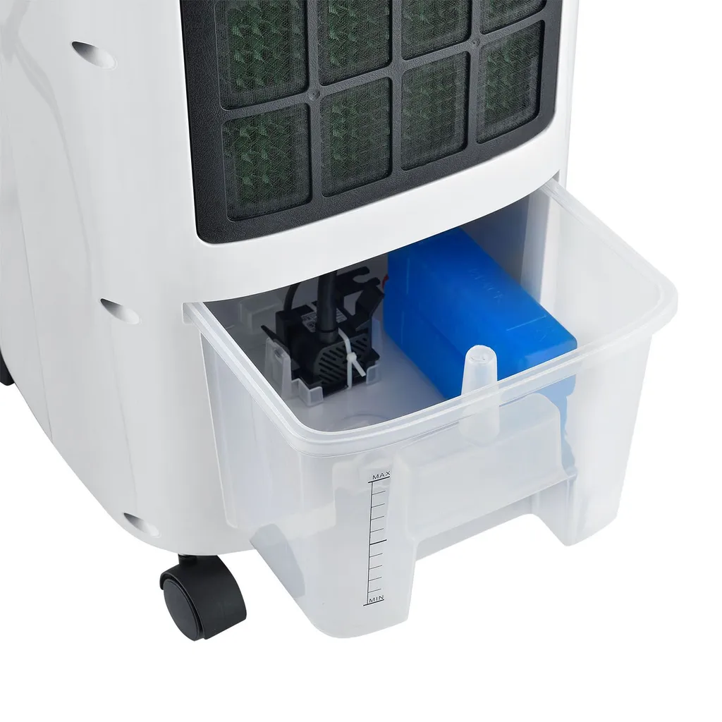 Juskys Mobile Klimaanlage Mit Fernbedienung, Schwingfunktion & Timer – Klimagerät 65 Watt 76 Cm – Luftkühler 3 Geschwindigkeiten – Weiß 17 Juskys Mobile Klimaanlage Mit Fernbedienung, Schwingfunktion & Timer – Klimagerät 65 Watt 76 Cm – Luftkühler 3 Geschwindigkeiten – Weiß – Bild 15