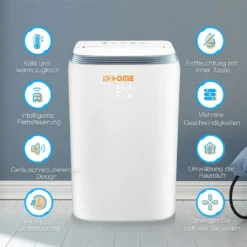 Mobiles Klimagerät Mit Schlafmodus Und Timerfunktion, Kühlgebläse, Mit Fernbedienung, Manuelle Steuerung, 3-in-1-Funktion (Kühlen, Entfeuchten, Lüften), Mit Abluftrohr, Umweltschutz Und Energieeinsparung, Energieeffizienzklasse A, R290PS 9000 BTU, Unterseite Der Maschine Mit Rädern, Leicht Zu Bewegen, Geeignet Für Zuhause, Büro -De'Longhi || Rowenta Verkaufsgeschäft d5c602252ff779f4304431cae83b592e