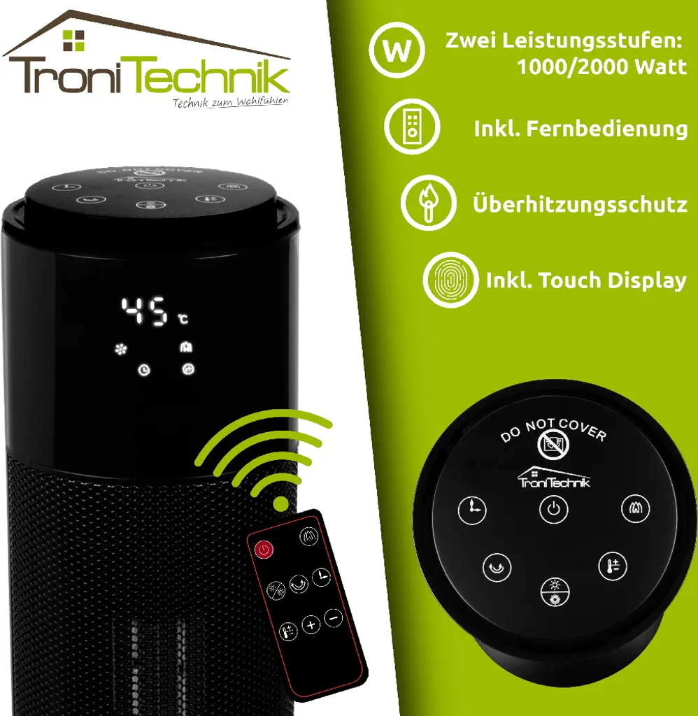 Tronitechnik PTC Turmheizer Keramikheizer 2000 Watt Heizlüfter Elektro Kamin Elektrischer Heizung Kaminfeuer Effekt Kaminofen 5 Tronitechnik PTC Turmheizer Keramikheizer 2000 Watt Heizlüfter Elektro Kamin Elektrischer Heizung Kaminfeuer Effekt Kaminofen – Bild 3