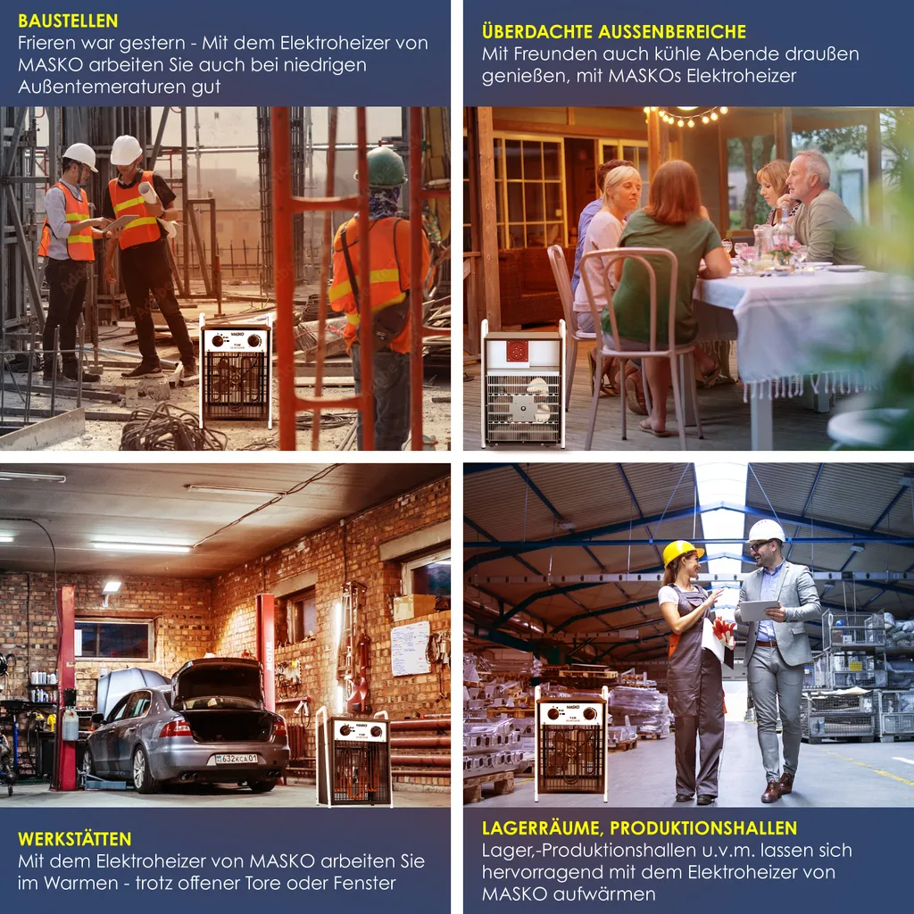 MASKO® Elektroheizer Heizlüfter Bauheizer Mit Integriertem Thermostat Elektrisch Heizgerät Mit 3 Heizstufen Heizgebläse Für Innen- Und Außeneinsatz Überlastschutz Elektroheizgebläse , Farbe:Weiß, Größe:9 KW 9 MASKO® Elektroheizer Heizlüfter Bauheizer Mit Integriertem Thermostat Elektrisch Heizgerät Mit 3 Heizstufen Heizgebläse Für Innen- Und Außeneinsatz Überlastschutz Elektroheizgebläse , Farbe:Weiß, Größe:9 KW – Bild 7