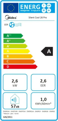 Midea Europe Midea Silent Cool 26 Pro - A - 1 KWh - 1000 W - 220 - 240 V - 50 Hz - 4,35 A 23 Midea Europe Midea Silent Cool 26 Pro - A - 1 KWh - 1000 W - 220 - 240 V - 50 Hz - 4,35 A -De'Longhi || Rowenta Verkaufsgeschäft e1b346405fb3aed5c570bfe954680439