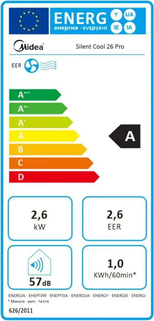 Midea Europe Midea Silent Cool 26 Pro - A - 1 KWh - 1000 W - 220 - 240 V - 50 Hz - 4,35 A 12 Midea Europe Midea Silent Cool 26 Pro - A - 1 KWh - 1000 W - 220 - 240 V - 50 Hz - 4,35 A – Bild 10