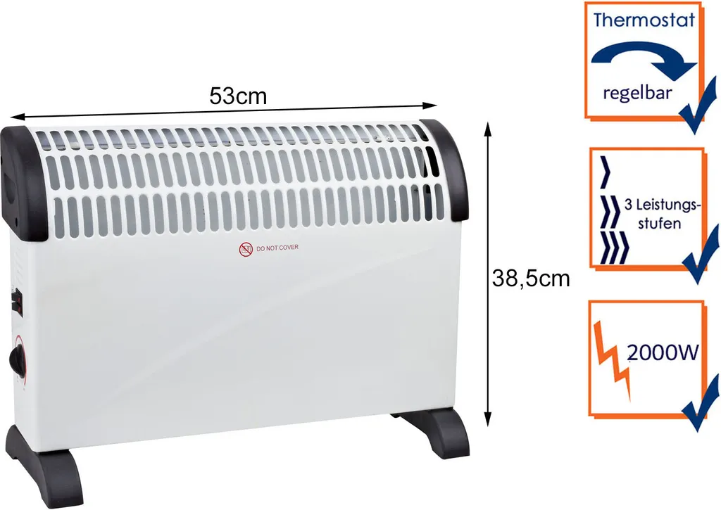 Konvektor Heizung, Elektroheizer Für 25m² Räume - 2000 Watt 3 Konvektor Heizung, Elektroheizer Für 25m² Räume - 2000 Watt