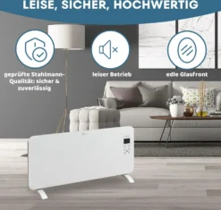 STAHLMANN Glaskonvektor Weiß ZG 2000Watt - Wifi App Steuerung, Elektroheizung Energiesparend Bis 40qm Fläche, Schnelle Erwärmung, Thermostat, Leise, Konvektor Heizung Elektrisch, Heizgerät -De'Longhi || Rowenta Verkaufsgeschäft e68d5a57f372a19c7eb198dd4fc2e916