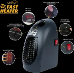 Starlyf® Fast Heater - 400W Tragbare Und Leistungsstarke Steckdosen-Mini-Heizung Schwarz - Original Aus Der TV-Werbung -De'Longhi || Rowenta Verkaufsgeschäft e69020008e1af684a5dcbab1c175528d