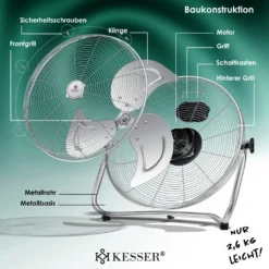 KESSER® Windmaschine Retro Stil | Ventilator In Chrom | Standventilator | Tischventilator Bodenventilator | 3-Stufen | Robuster Stand | Stufenlos Neigbarer Ventilatorkopf | Chrom Silber, Größe:Ø 30cm -De'Longhi || Rowenta Verkaufsgeschäft e70a7919f26dd9df4ae8be9c0107a0bc