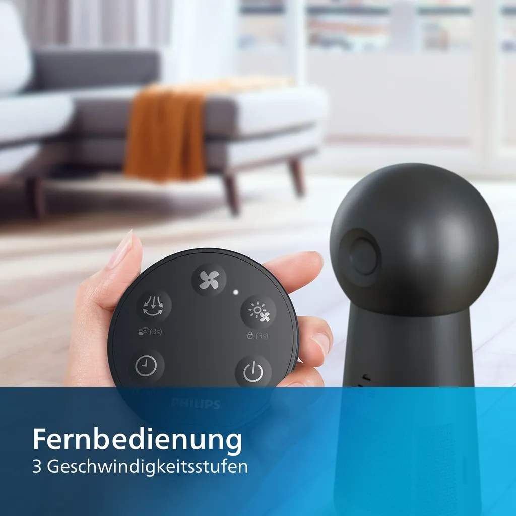Philips Luftreiniger 3 In 1 AMF220/15 Lüfter 7,5-15-25; Heizung 1250-1500-2200 W, Geeignet Für Räume Bis 42 M², Schwarz 11 Philips Luftreiniger 3 In 1 AMF220/15 Lüfter 7,5-15-25; Heizung 1250-1500-2200 W, Geeignet Für Räume Bis 42 M², Schwarz – Bild 9