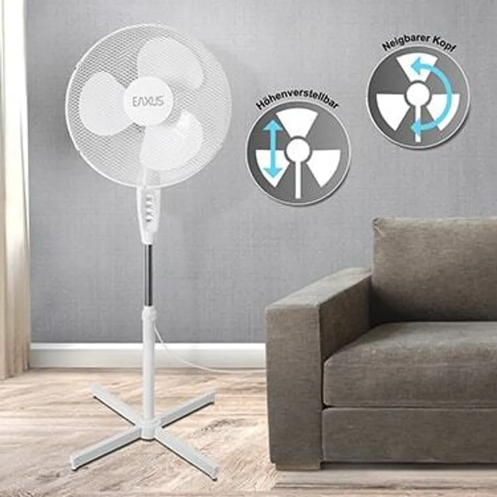 2 Stück Standventilator Ventilator Weiß Höhenverstellbar Oszillierend Doppelpack Kühler Raum-Lüfter Luft-Erfrischer Lüftung Luft-Entfeuchter 8 2 Stück Standventilator Ventilator Weiß Höhenverstellbar Oszillierend Doppelpack Kühler Raum-Lüfter Luft-Erfrischer Lüftung Luft-Entfeuchter – Bild 6