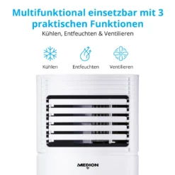 MEDION Smarte Mobile Klimaanlage Mit Abluftschlauch (leise, 3in1, Klimagerät, App Und Sprach- Steuerung, Kühlen Entfeuchten Ventilieren, Staubfilter, Geeignet Für Bis Zu 32qm, 9000BTU, MD37216) -De'Longhi || Rowenta Verkaufsgeschäft ec68ec5c16e2e06cf13fa94aeeecbad2