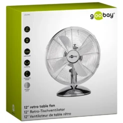 Goobay Retro Tischventilator Mit 3 Leistungsstufen, 40cm Durchmesser (12 Zoll) - Neigbar, Schwenkbar, Super Leise - Verchromt -De'Longhi || Rowenta Verkaufsgeschäft ecc44c15e612d8b2621d02b28c50952d