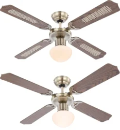 Globo Lighting VENTILATOR Metall Altmessing, Blade Turnable, Zugschalter Kette, Max. Motorleistung 50W, Optimale Raumnutzung 15m², Abkühlung, Aufheizen, Geschwindigkeitsstufen 115/185/235 RPM, ø: 1066mm, H: 415mm, Exkl. 1x E27 60W 230V -De'Longhi || Rowenta Verkaufsgeschäft edb57143a347b43c813a04c1742aa586