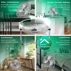 KESSER® Windmaschine Retro Stil | Ventilator In Chrom | Standventilator | Tischventilator Bodenventilator | 3-Stufen | Robuster Stand | Stufenlos Neigbarer Ventilatorkopf | Chrom Silber, Größe:Ø 30cm -De'Longhi || Rowenta Verkaufsgeschäft ee0dbdc1055958fc1d25105c775dcbf1