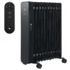 Juskys Elektroheizung Ölradiator 2500W - Wi-Fi Steuerung, Fernbedienung & Touch-Display - Energiesparender Radiator, 2 Heizstufen, 24h Timer - Schwarz
