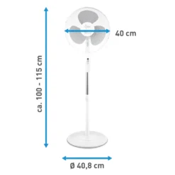 SUNTEC Ventilator Leise | Stand Standventilator CoolBreeze 4000 | Leise 40 Cm Durchmesser, 50 Watt | Fan Windmaschine Weiss | Für Bett, Schlafzimmer, Büro, Wohnung, Terrasse -De'Longhi || Rowenta Verkaufsgeschäft ef2196bef7c28f2617959066c299f438