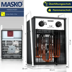 MASKO® Elektroheizer Heizlüfter Bauheizer Mit Integriertem Thermostat Elektrisch Heizgerät Mit 3 Heizstufen Heizgebläse Für Innen- Und Außeneinsatz Überlastschutz Elektroheizgebläse , Farbe:Weiß, Größe:9 KW 17 MASKO® Elektroheizer Heizlüfter Bauheizer Mit Integriertem Thermostat Elektrisch Heizgerät Mit 3 Heizstufen Heizgebläse Für Innen- Und Außeneinsatz Überlastschutz Elektroheizgebläse , Farbe:Weiß, Größe:9 KW -De'Longhi || Rowenta Verkaufsgeschäft efb02b2ae3cea52bf5621152be3107ef