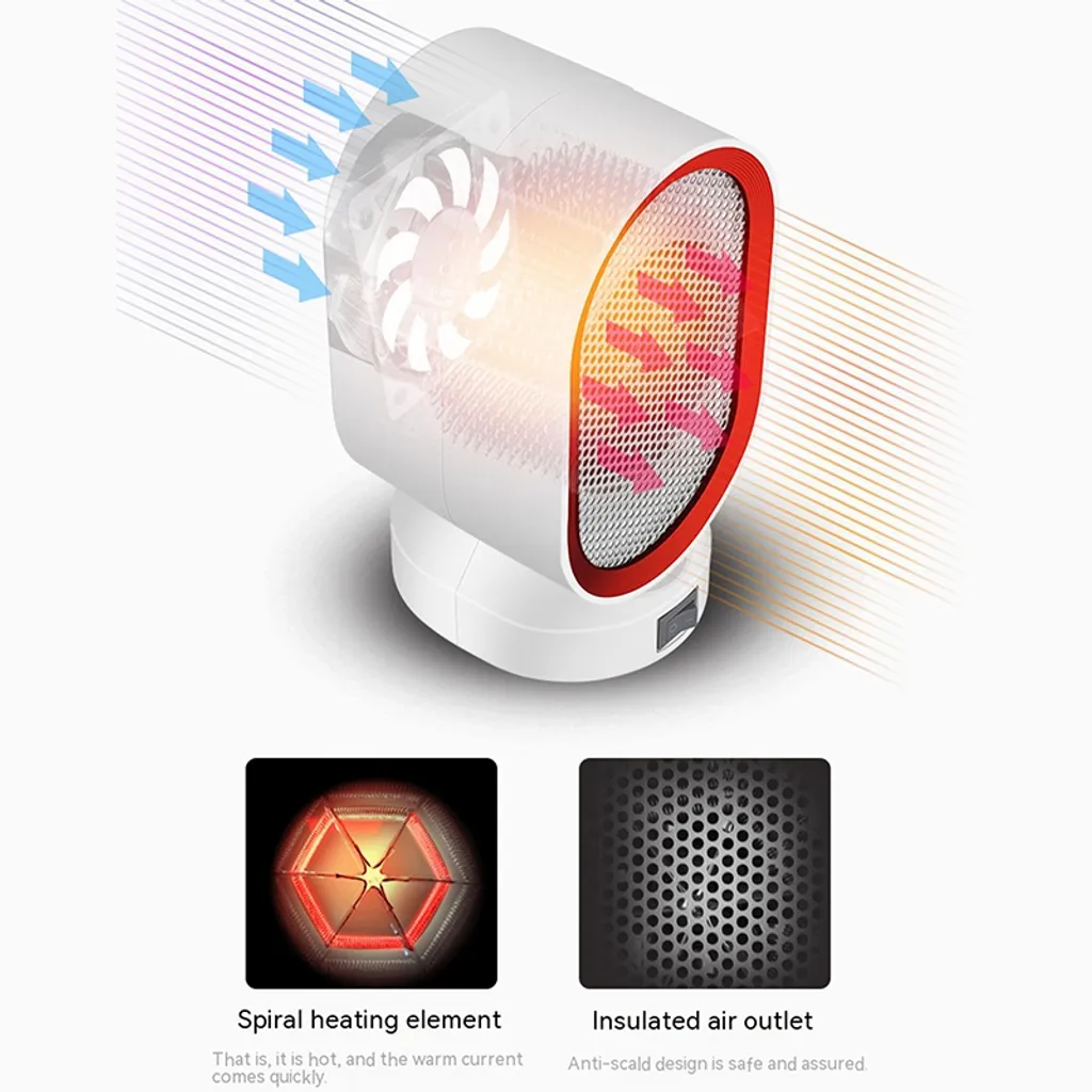 700W Mini Energiesparend Heizlüfter,3 Sekunden Schnelle Hitze Warmer Lüfter,Sicherheit Überhitzungsschut,Rot 6 700W Mini Energiesparend Heizlüfter,3 Sekunden Schnelle Hitze Warmer Lüfter,Sicherheit Überhitzungsschut,Rot – Bild 4