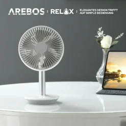 AREBOS USB-Tischventilator Mit Timer, Wiederaufladbarer 2500 MAh – Akku, 45° Neigbar, Ventilator Mit 3 Geschwindigkeitsstufen, Inkl. USB-Kabel -De'Longhi || Rowenta Verkaufsgeschäft fc288cfa3527328ce6f001523cccafbd