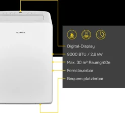 GUTFELS Klimagerät CM 80948 We | Mobiles Klimagerät | 9000 BTU / 2,6 KW Kühlleistung | 970 W Leistung | Weiß -De'Longhi || Rowenta Verkaufsgeschäft fda5ea25073c9f168f0482ecb0b390e8
